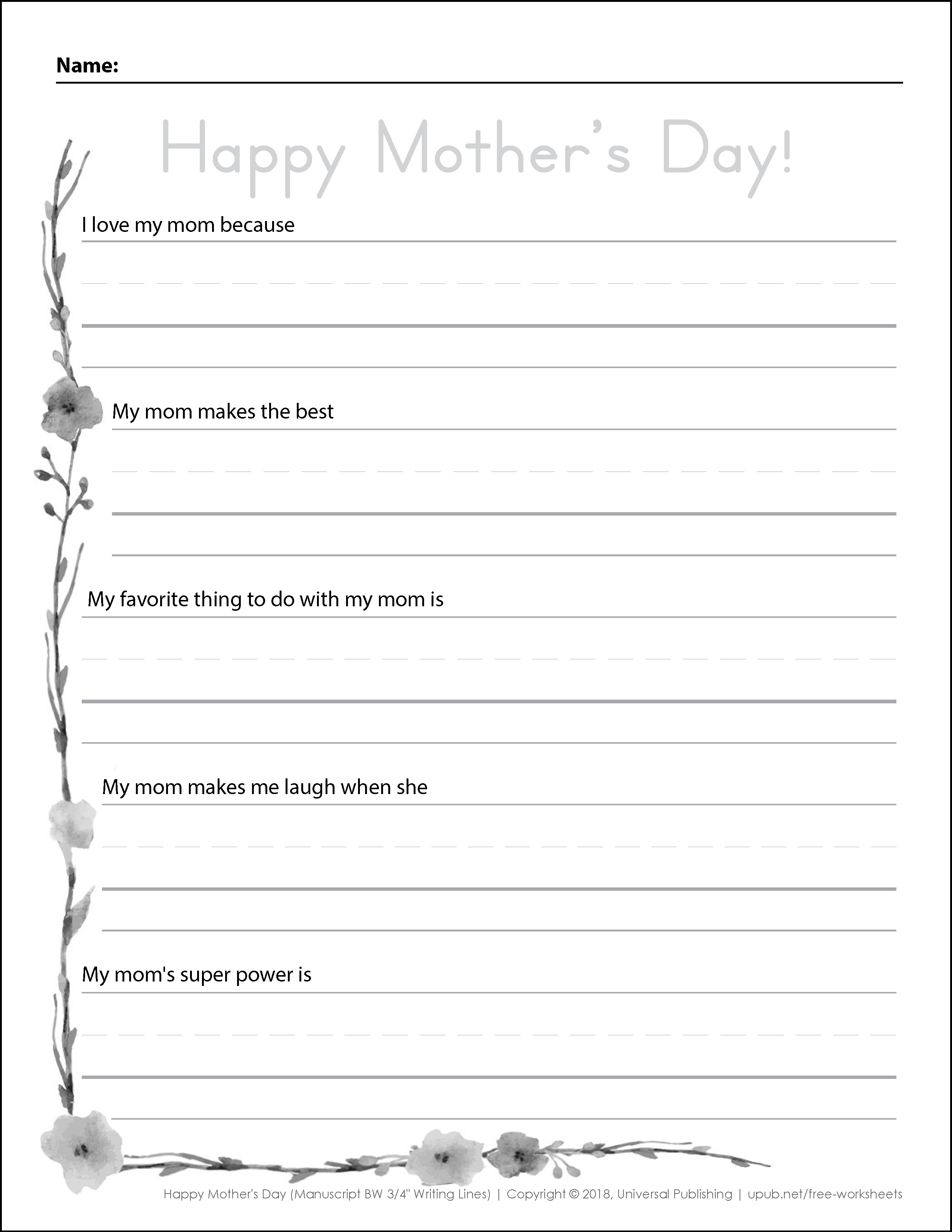 Mothers Day Worksheets For Kindergarten - Printable Word Searches