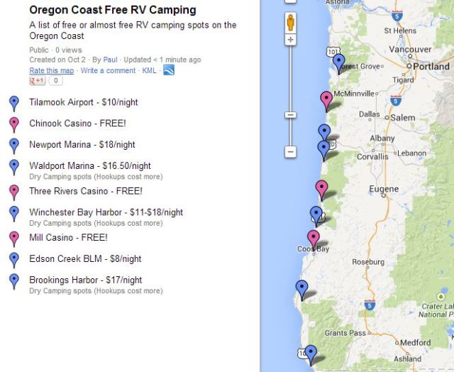 map of oregon coast campgrounds 5 Ways To Rv The Oregon Coast For Free Or Almost Free Wheeling It map of oregon coast campgrounds