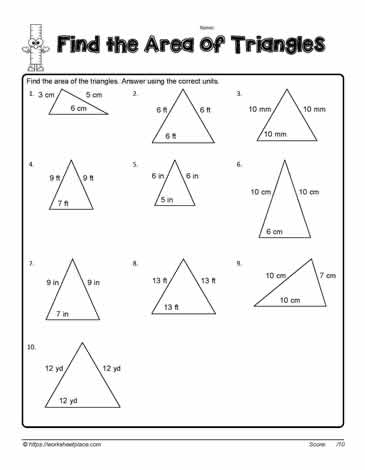 Area of Triangles Worksheets