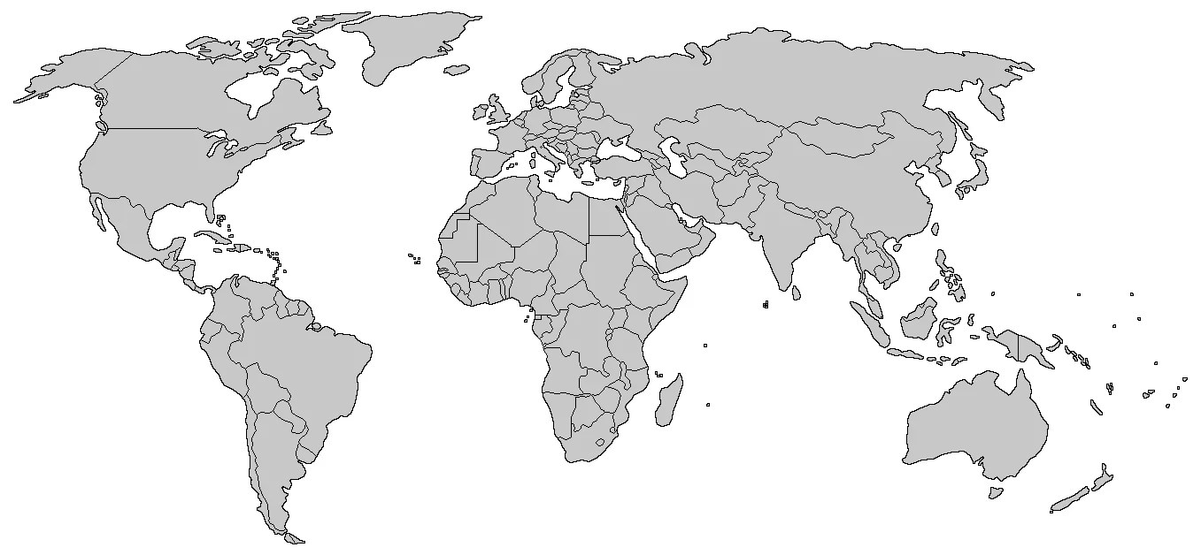 Free Sample Blank Map of the World with Countries 2022| World Map With