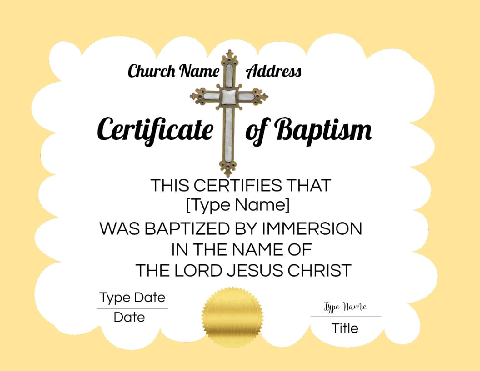 Free Baptism Certificate Templates - Printable Computer Tools