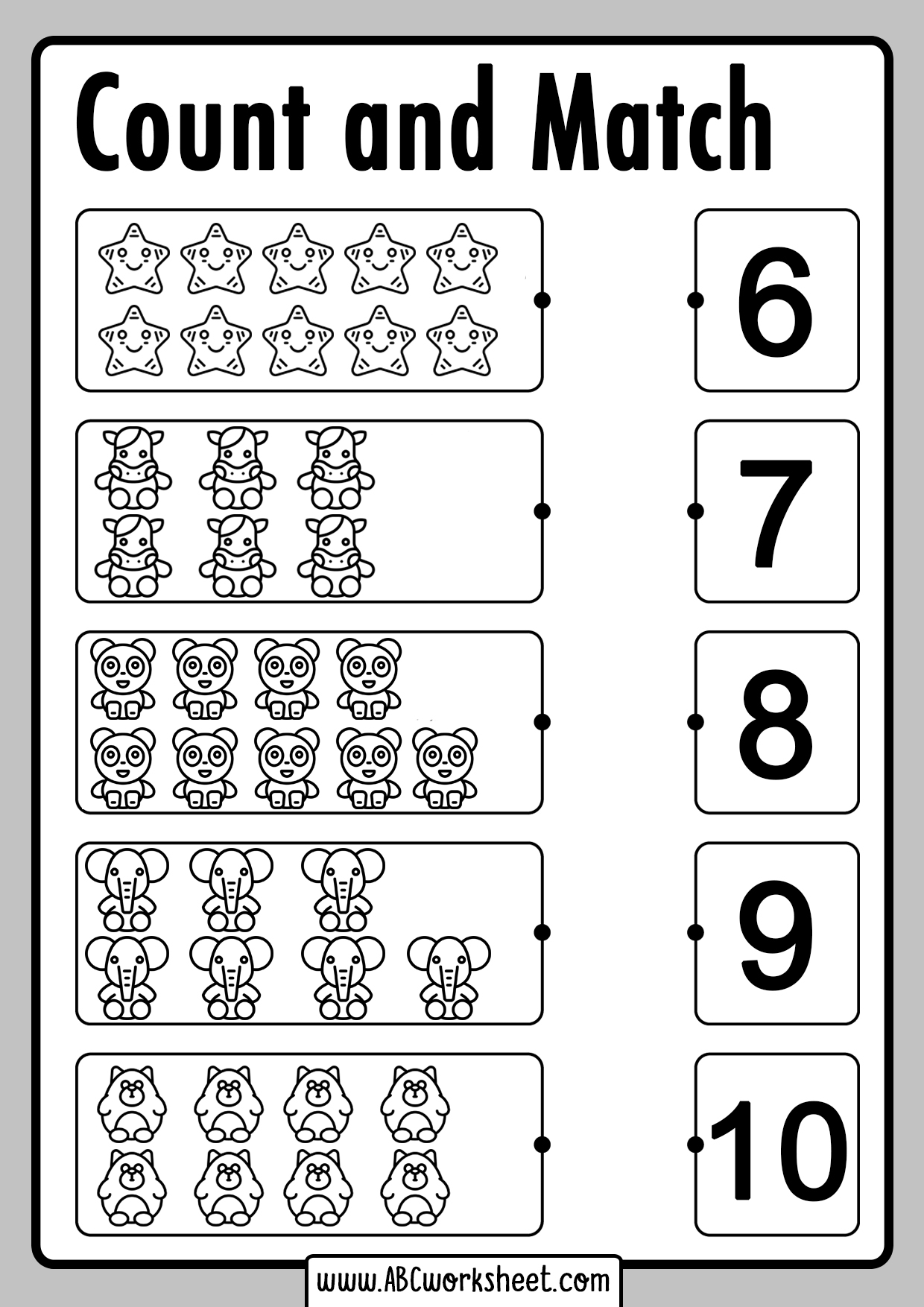 Count and Match Numbers Worksheets