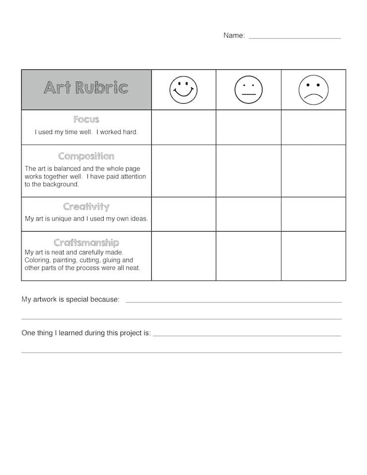 Art Rubric Elementary