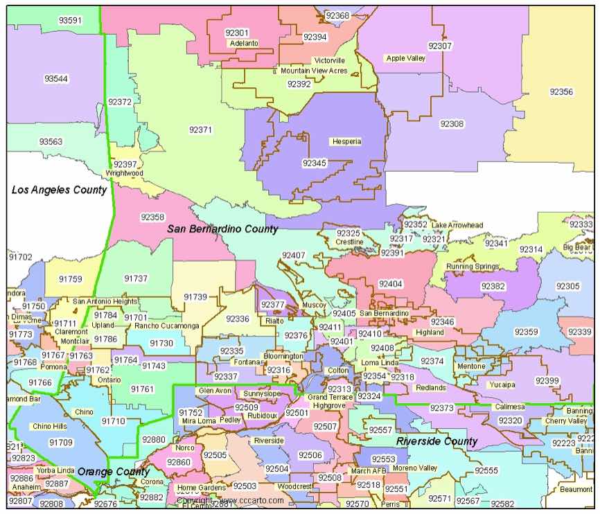 Zip Code Map San Bernardino - Map Of Big Island Hawaii