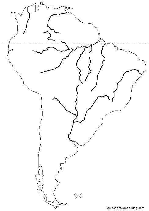 Outline Map: Rivers of South America - EnchantedLearning.com