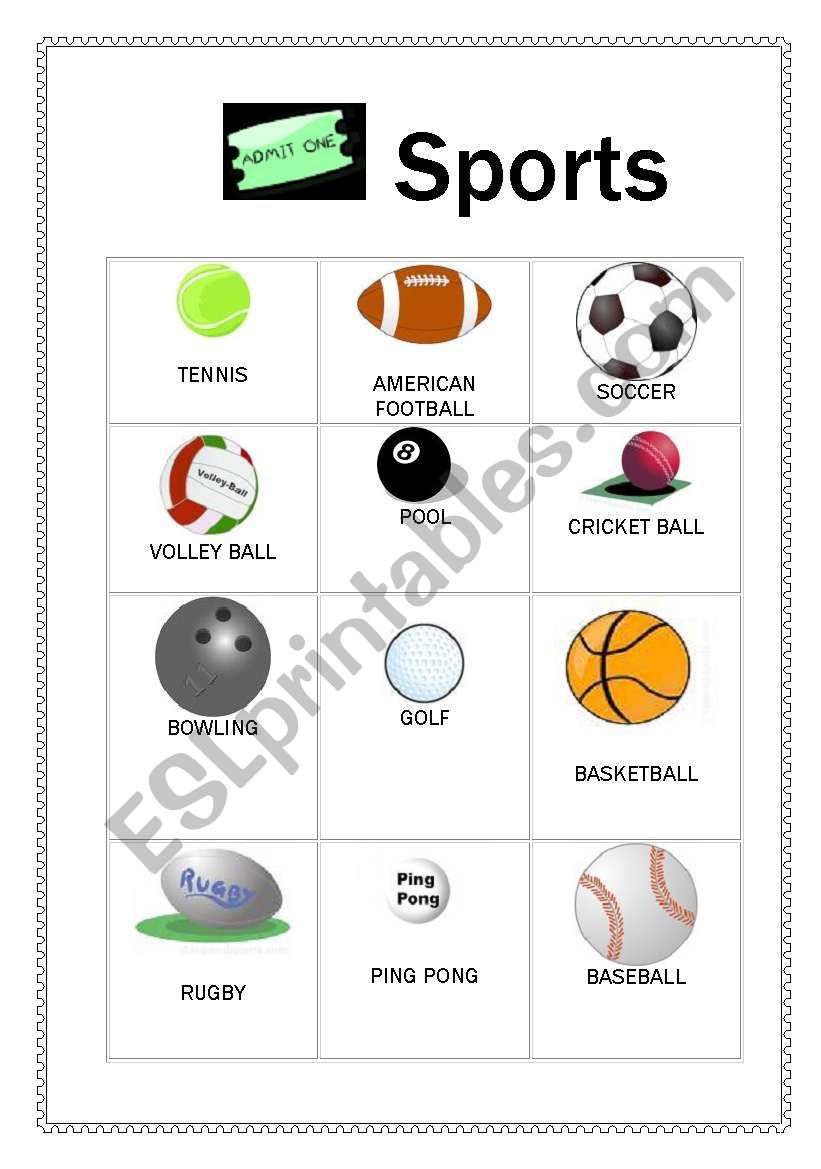 English worksheets: Sports Balls Flashcards