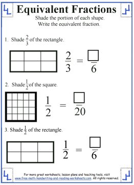 Equivalent Fraction Worksheets