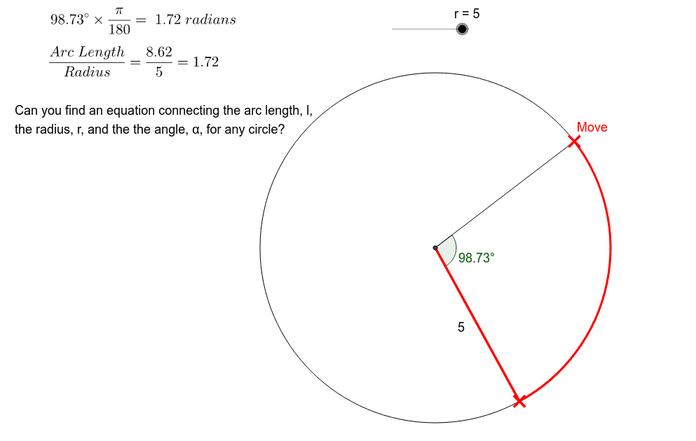 Arc Length Of A Circle Geogebra