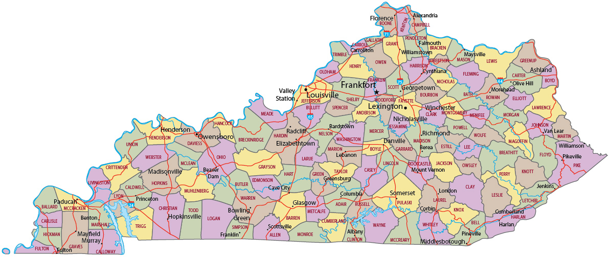 Map of Kentucky Travel United States