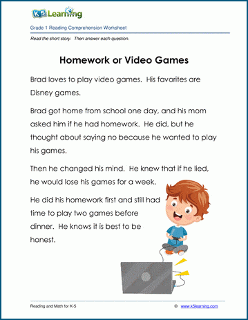 Homework or Video Games - Grade 1 Children's Story | K5 Learning