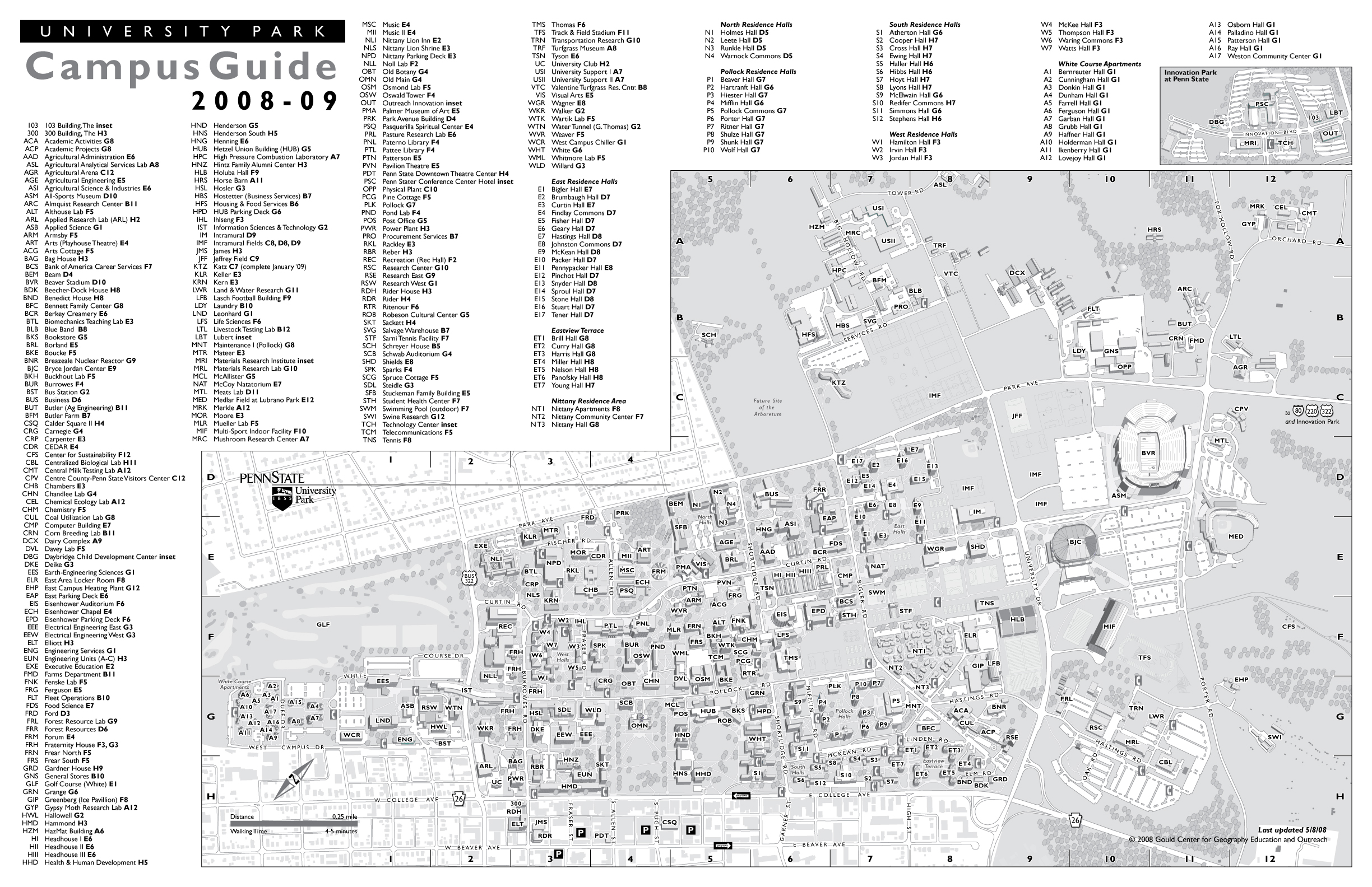 Penn State University Park Campus Map Penn State University