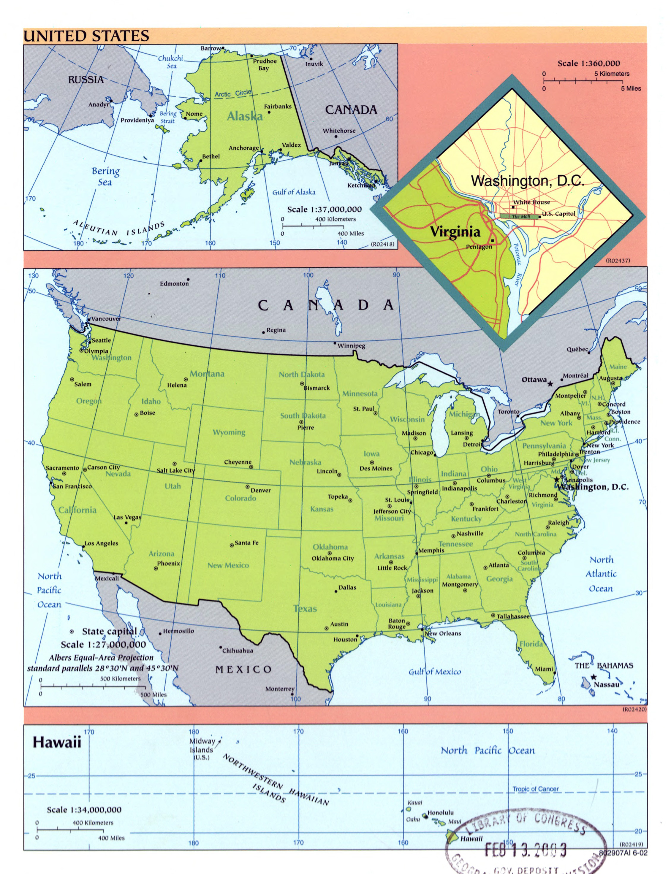 Scale Map Of The United States Large scale political and administrative map of the USA 2002 USA