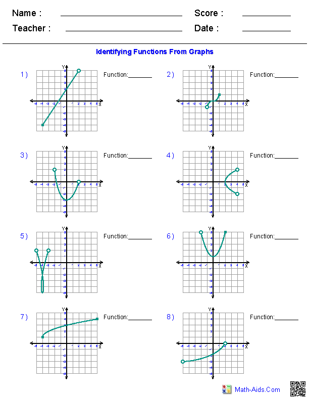 Algebra 1 Worksheets | Domain and Range Worksheets