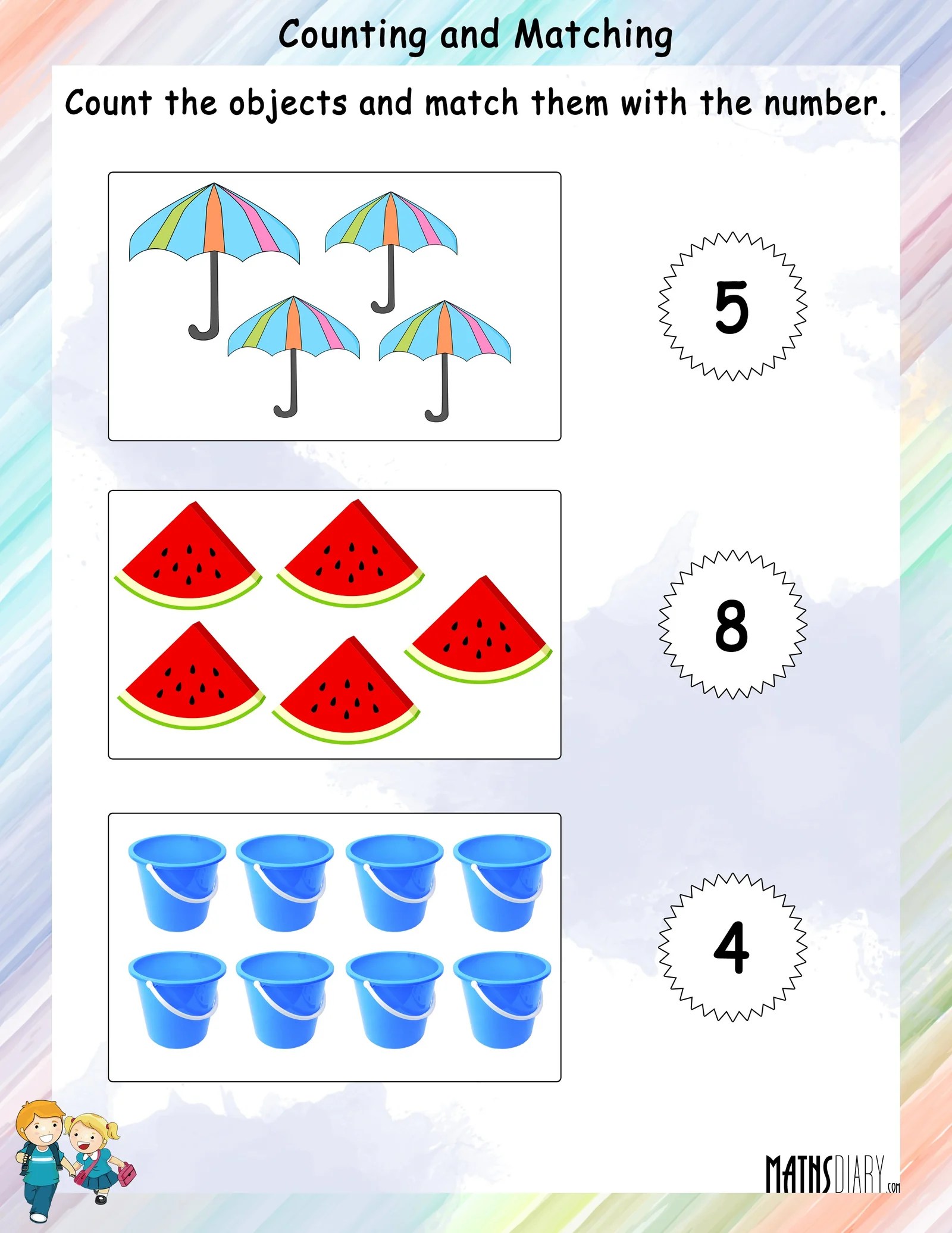 Counting and Matching Order Math Worksheets