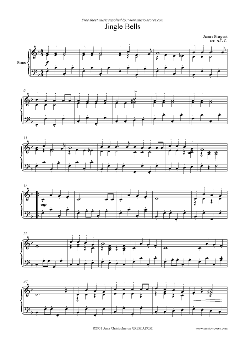 Printable Jingle Bells Sheet Music