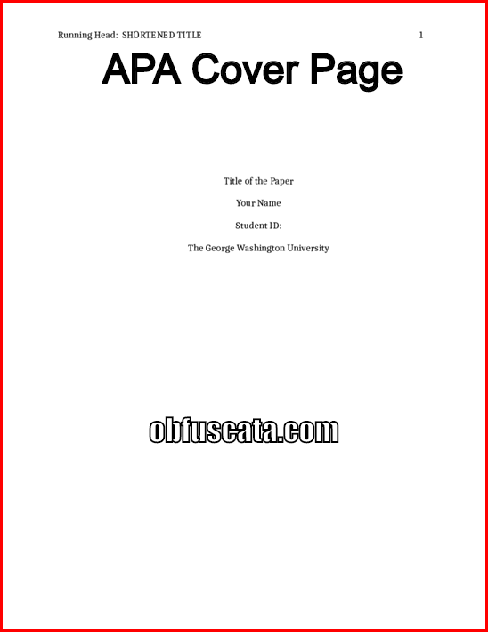 APA Cover Page