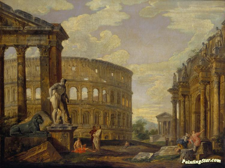 Ancient Roman Ruins Artwork By Giovanni Paolo Pannini Oil