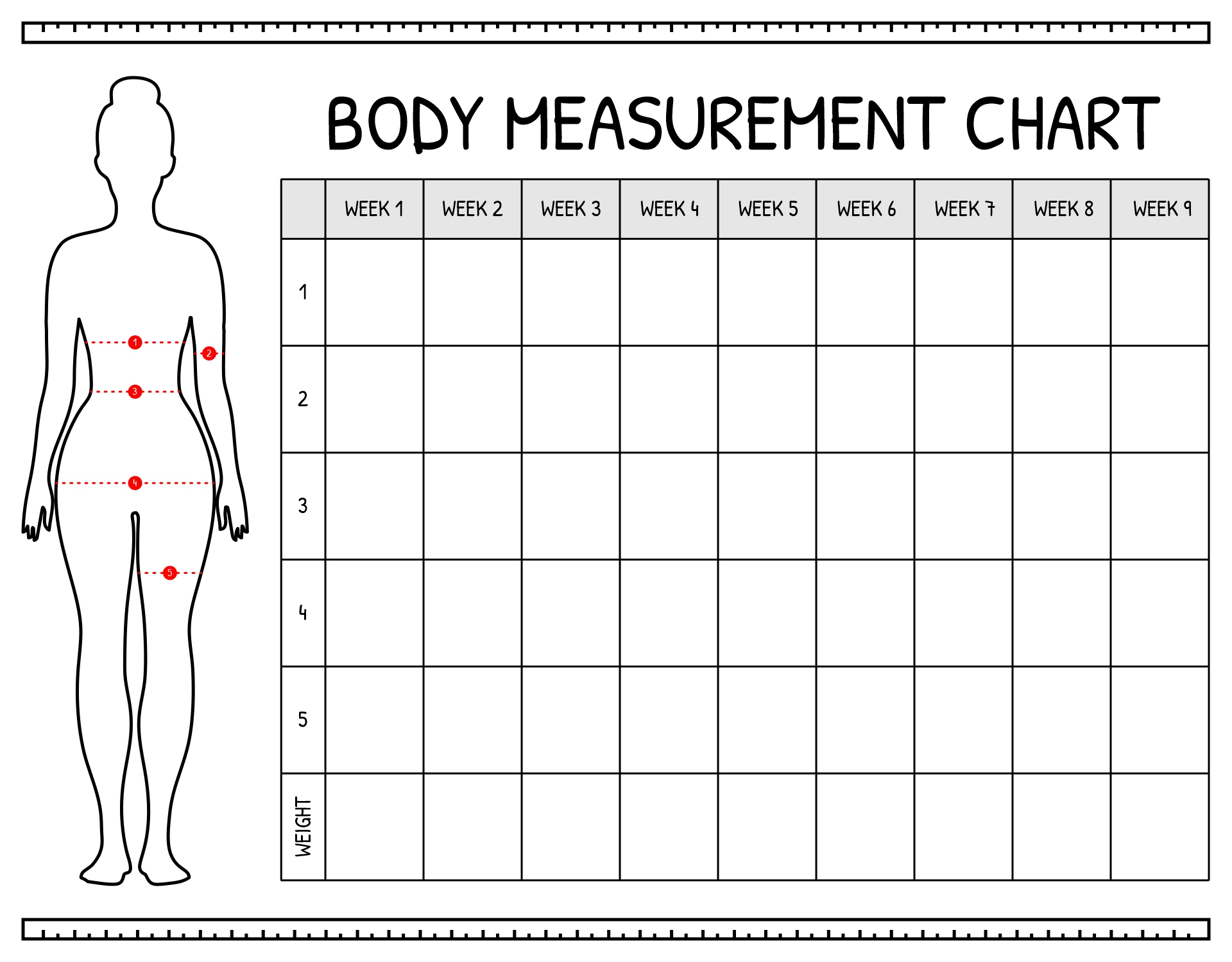 Printable Body Measurements Chart For Weight Loss Pdf