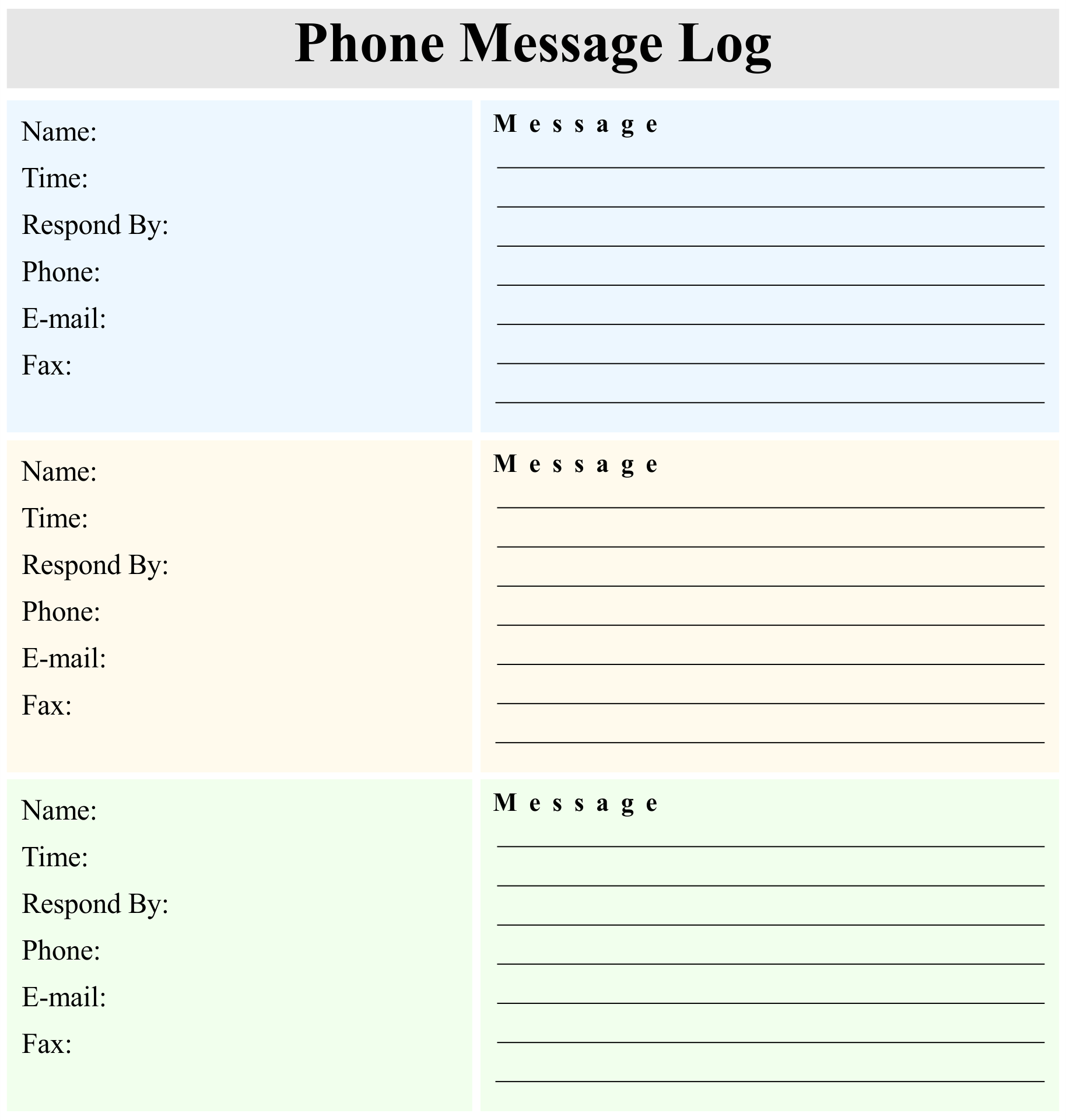 Message Taking Template