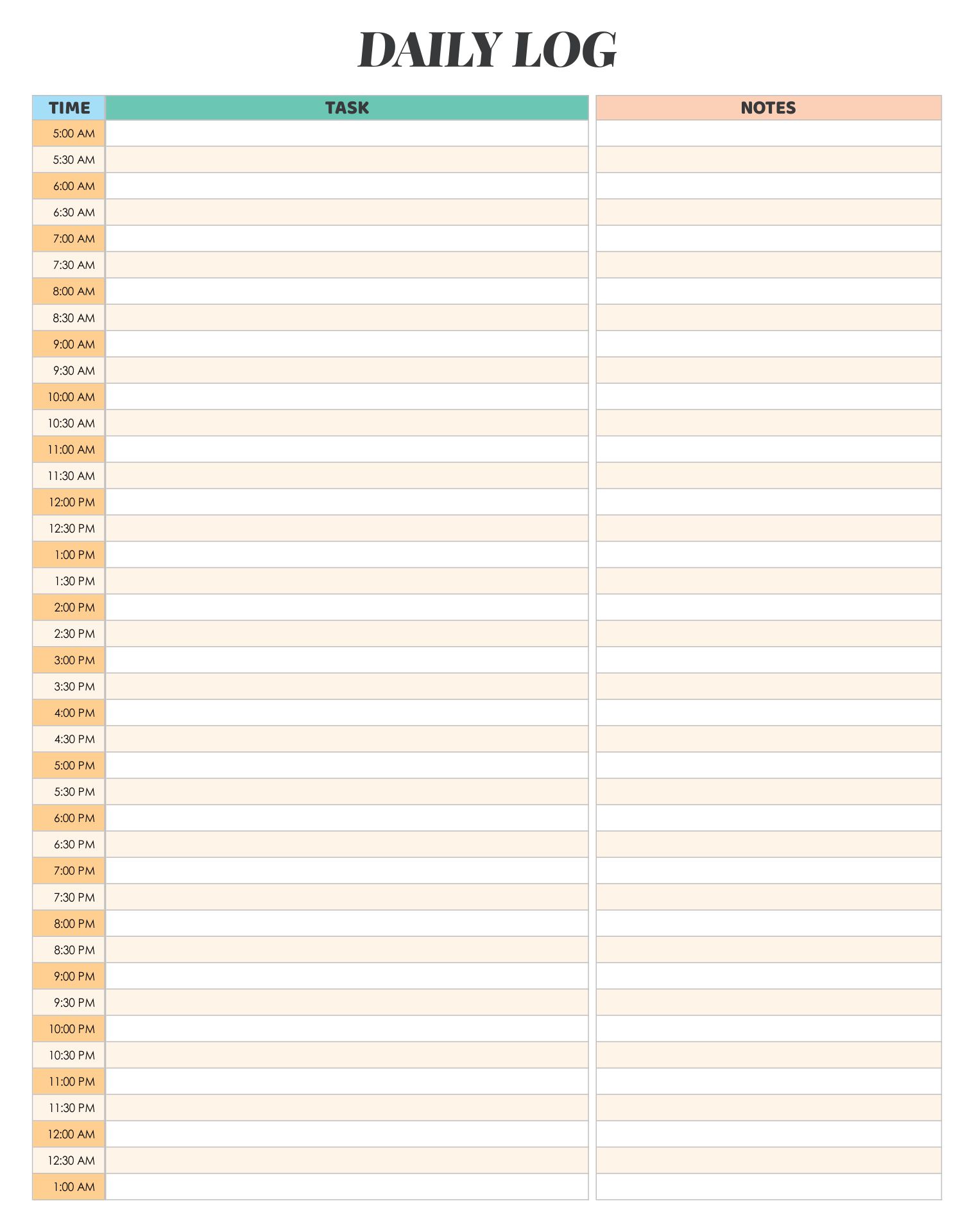 7 Best Images of Printable Daily Log Sheets Templates Daily Work Log