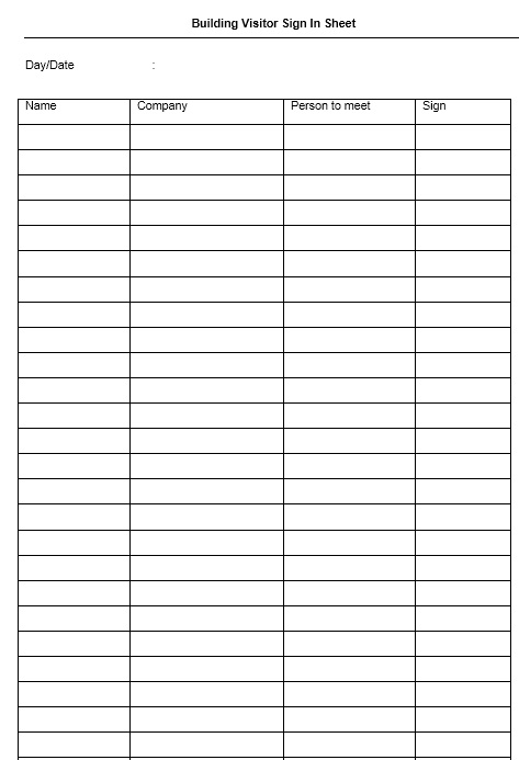 Free Printable Visitor Log Sheets