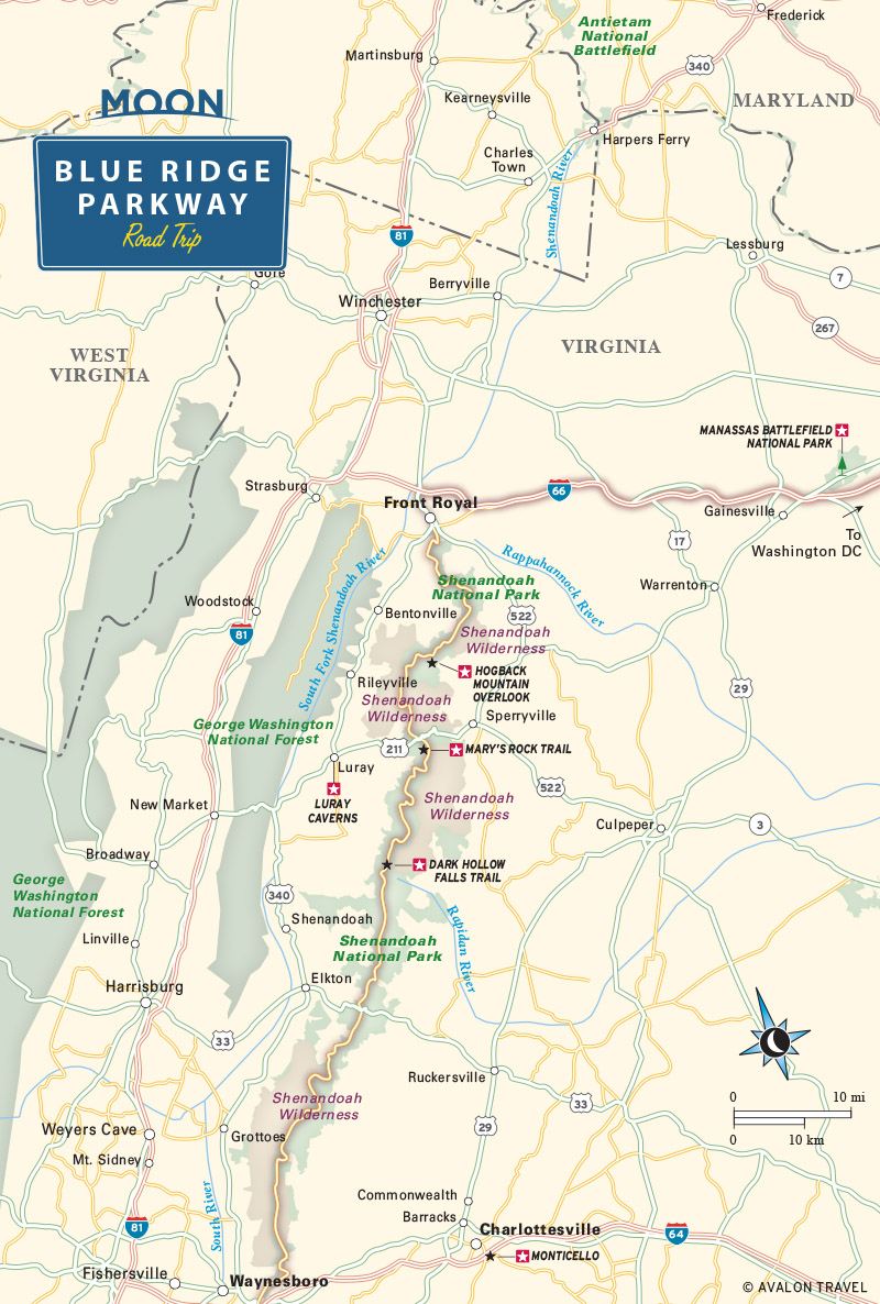 Skyline Drive Trail Map Skyline Drive Highlights in Shenandoah National Park ROAD TRIP USA