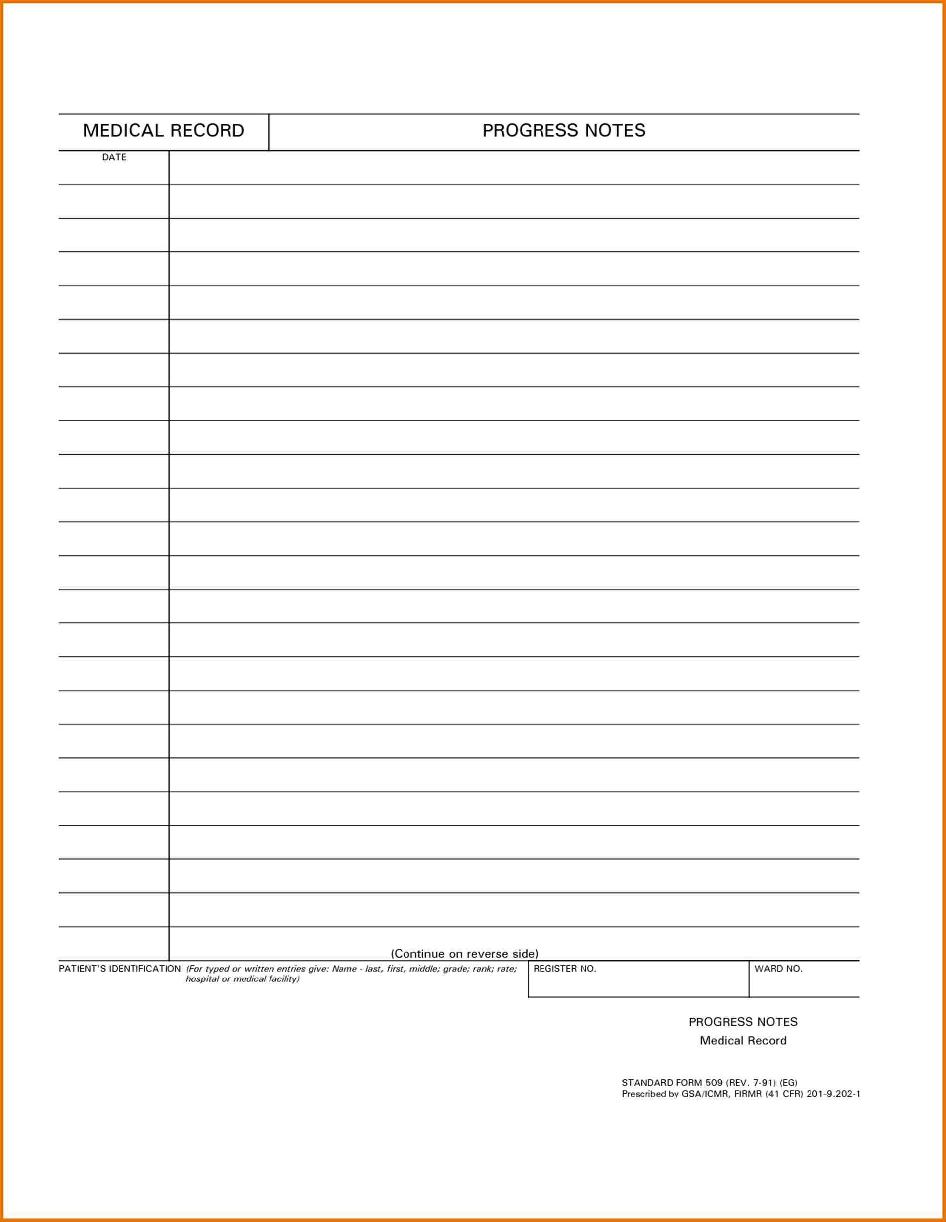 Patient Progress Note Template Sample Templates Sample Templates