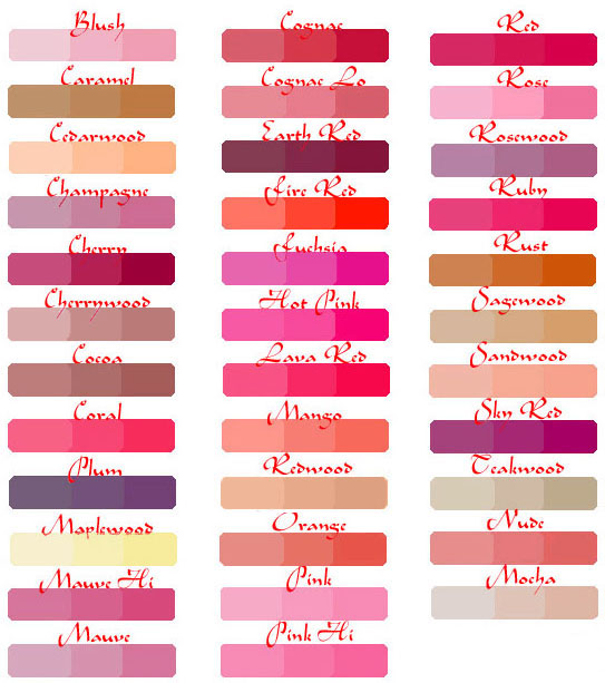 Lip Ink Semi Permanent Lip Colors Chart