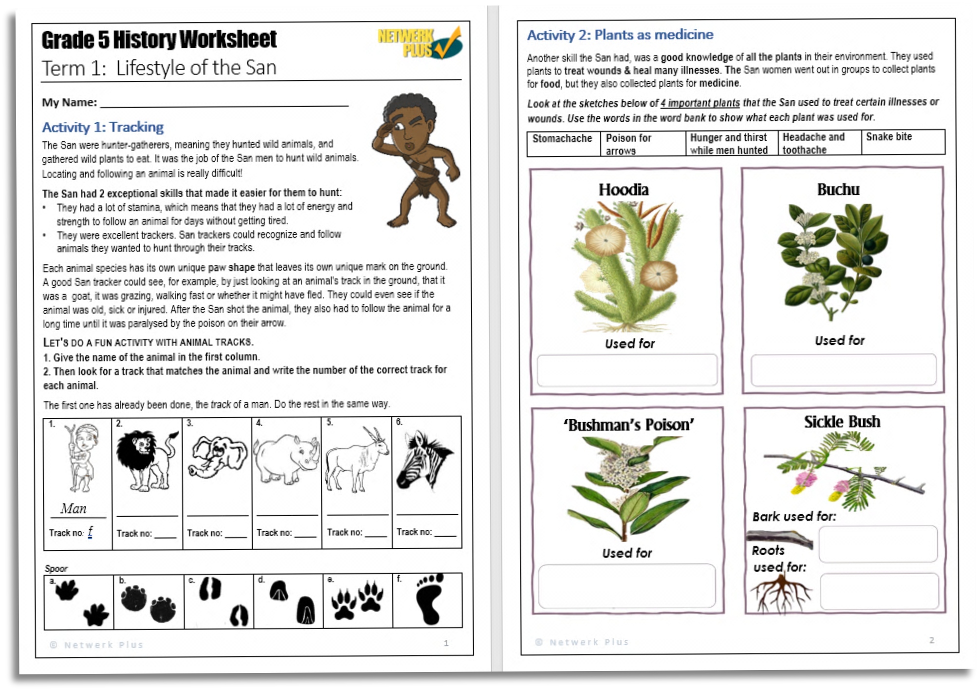 Gr.5 History Worksheet: Lifestyle of the San Colouring and Questions