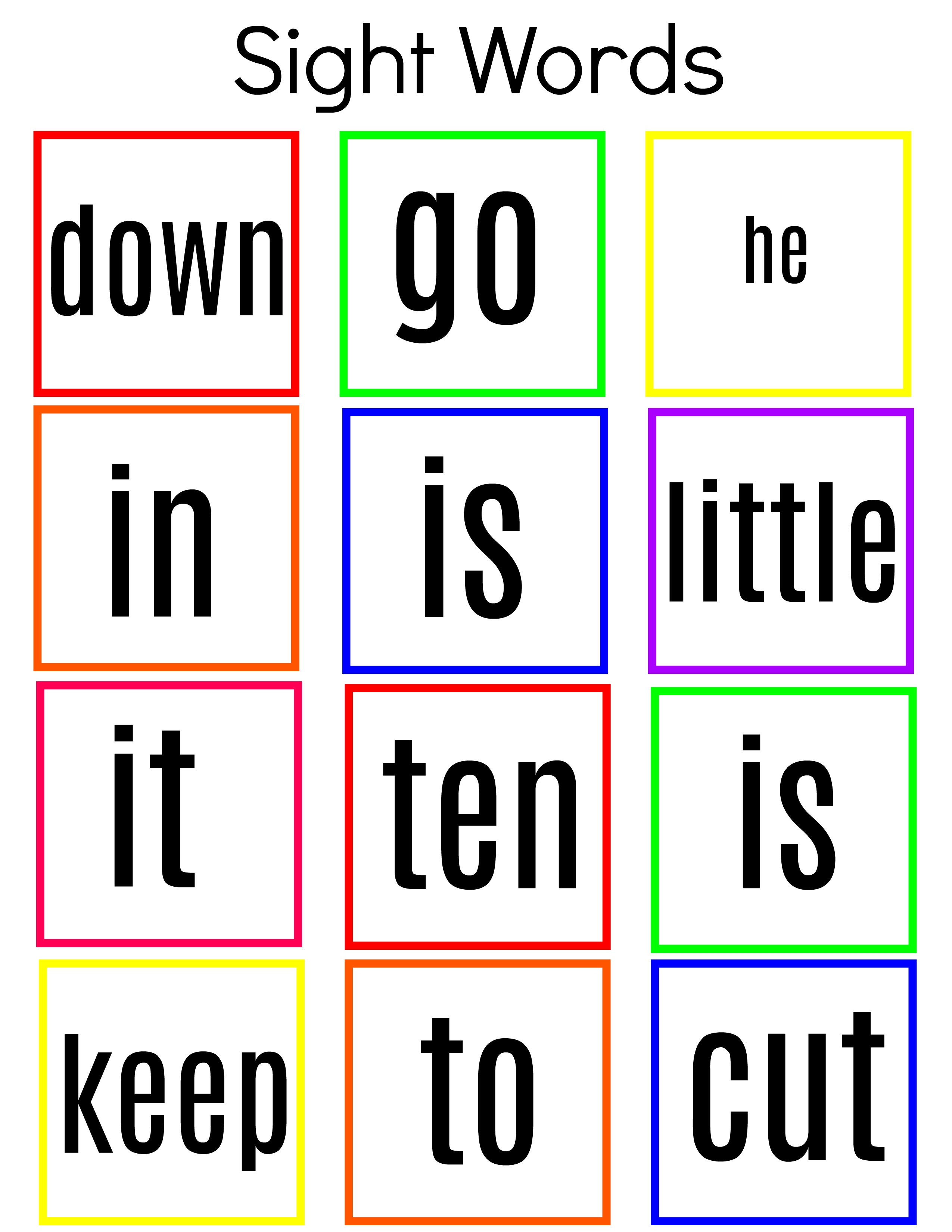 Sight Words List For Kindergarten Printables