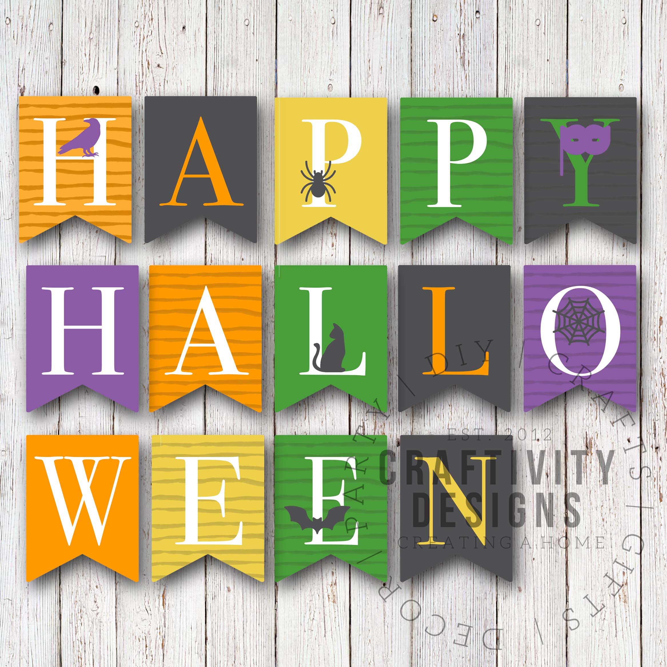 Free Printable Halloween Banner Beige Orange Cute Halloween Party ...