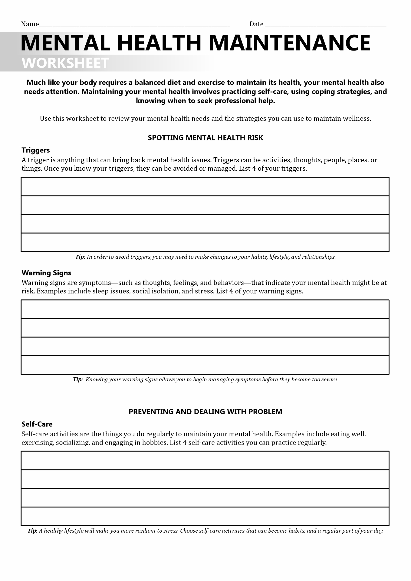 16 Best Images of Recovery Support Worksheet - Early Recovery Skills