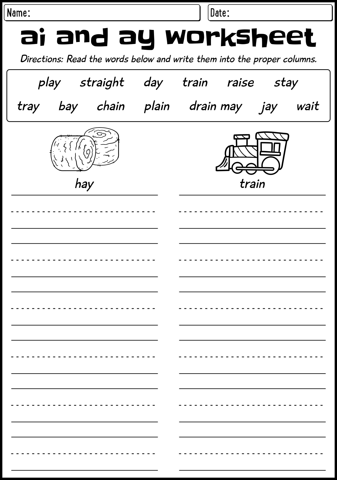 11 Best Images of Ai Ay Worksheets 1st Grade AI and Ay Worksheets, Ai