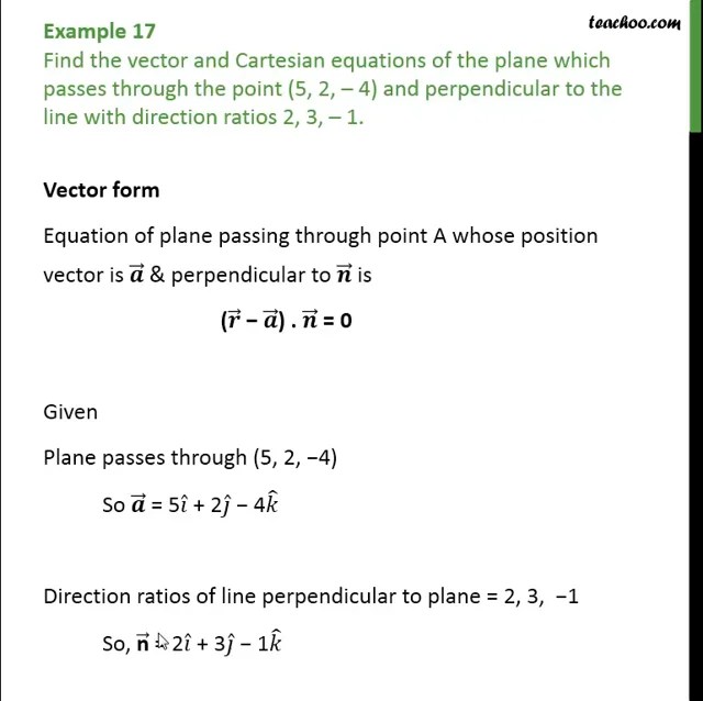 Find Vector And Cartesian Equation