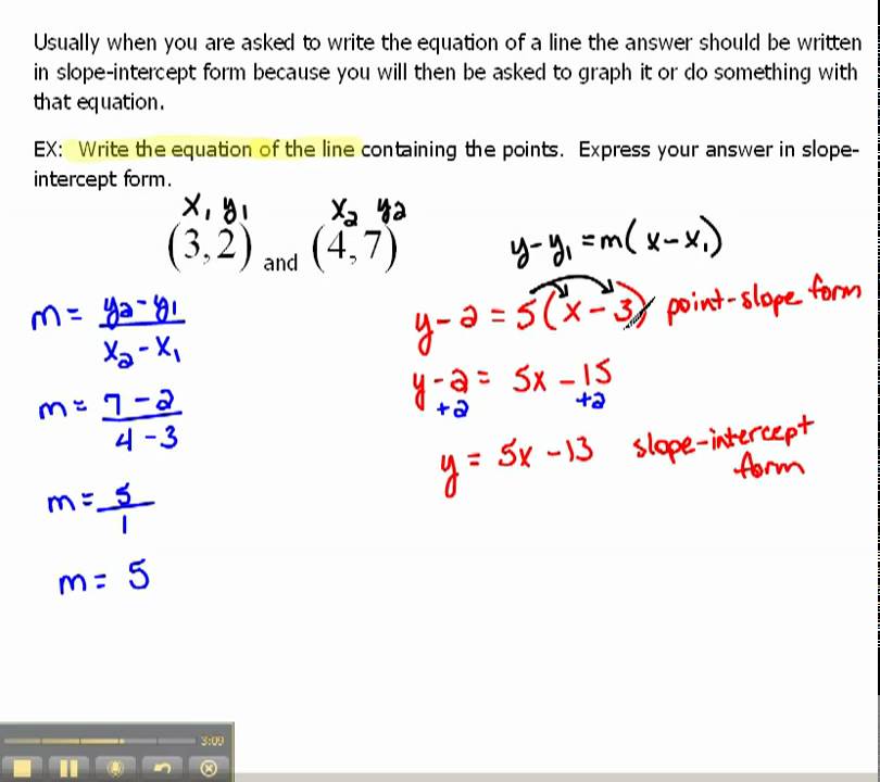 Given Line In Slope Intercept Form