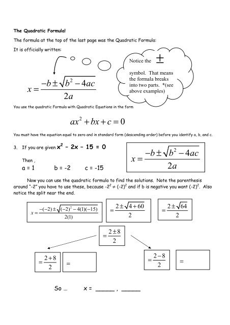 13 4 Hw Quadratic Formula Worksheet