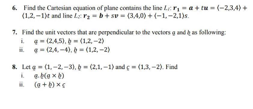 Cartesian Equation Of Plane Contains