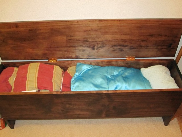 Long Wooden Storage Bench