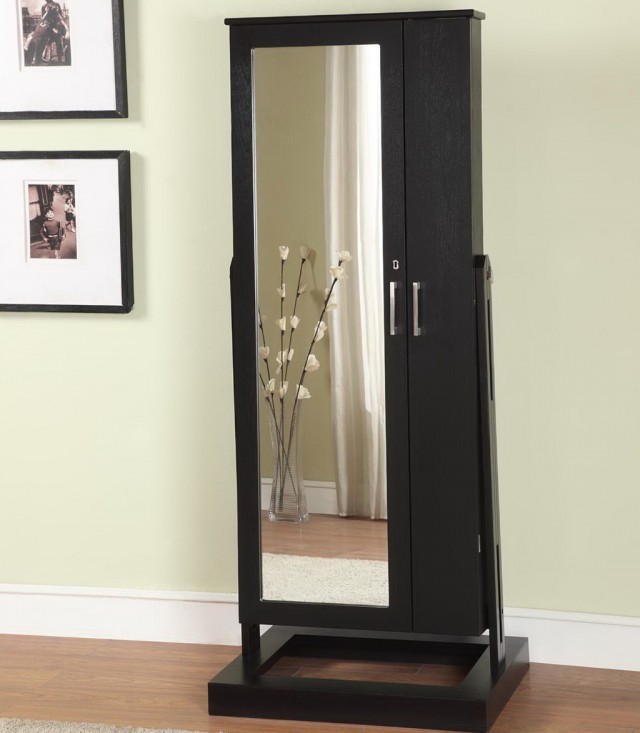 Stand Alone Mirror Jewelry Armoire