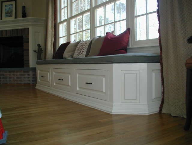 Long White Storage Bench