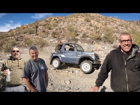 Suzuki Samurai Up a Jeep Trail Doesn’t Go Well on Three Wheels Does This Have a Roll Cage? DANGER!