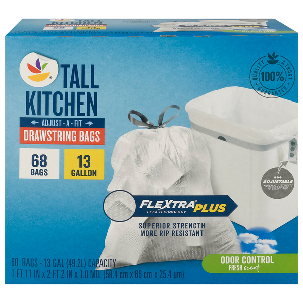 Save on Our Brand Flextra Plus Tall Kitchen Bags Drawstring Fresh Scent ...