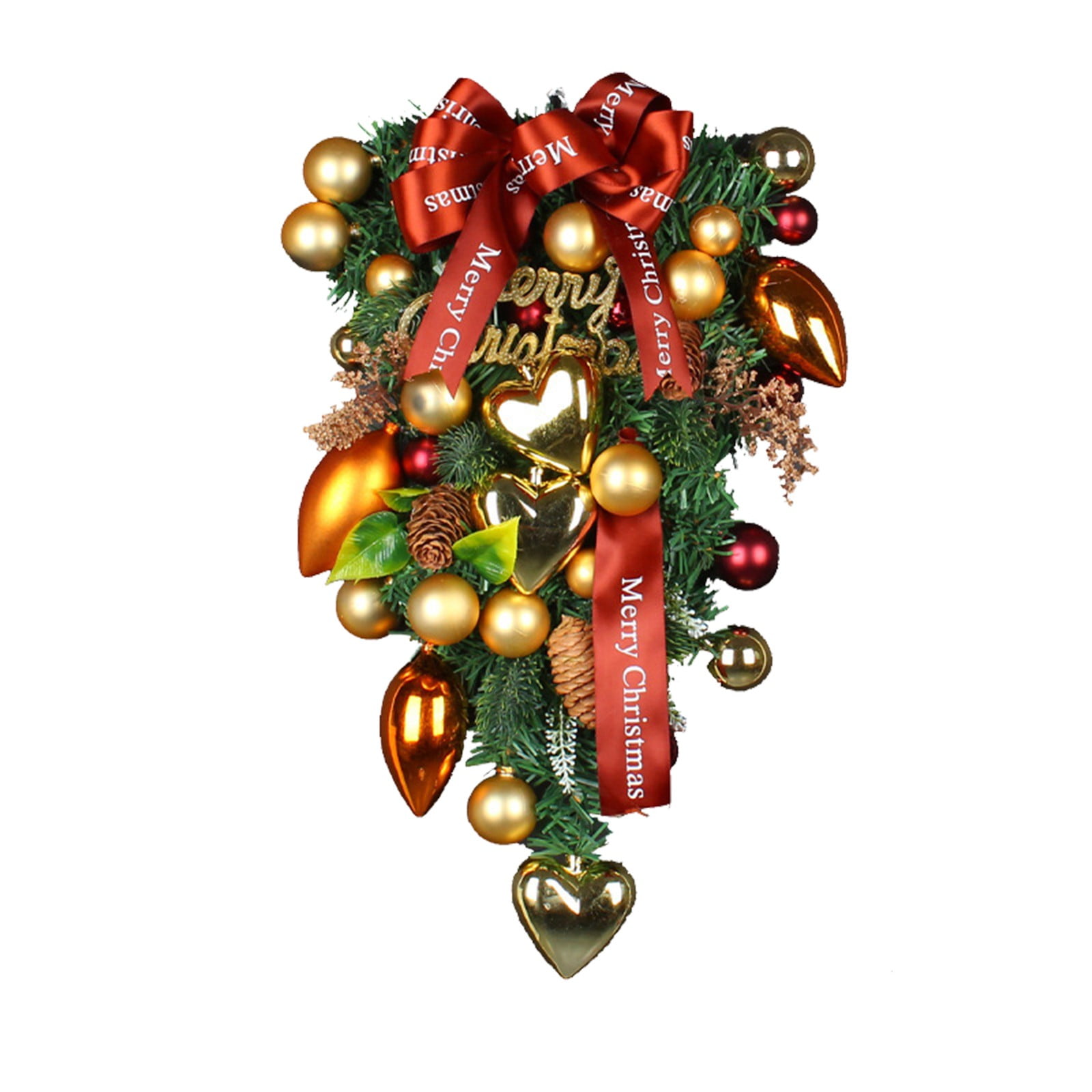 Outdoor Wreaths for Front Door Lights Stairs Cordless Wreath Christmas ...