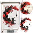 Black And Red Rose Wreath Festive Decorative Prop With Branches Battery ...