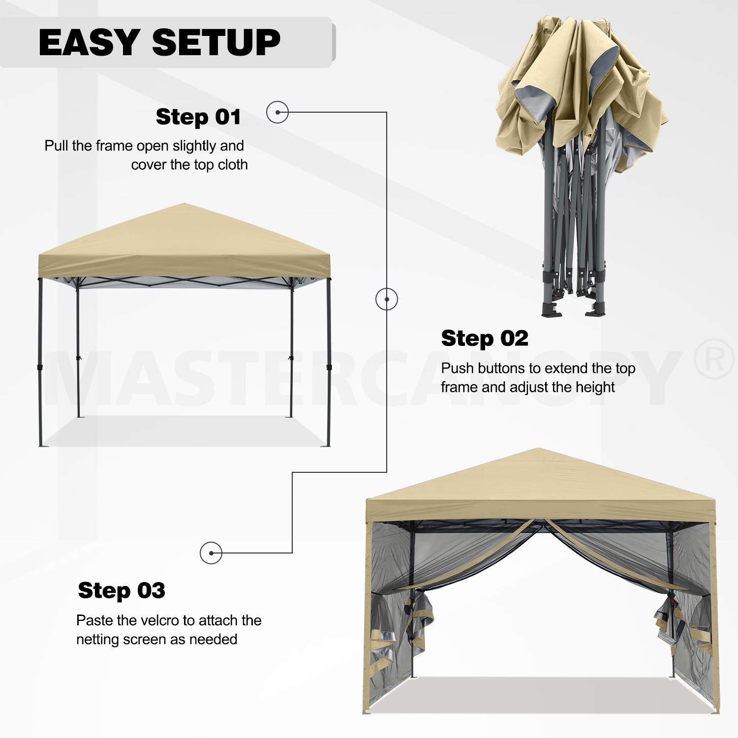 MASTERCANOPY Easy Shade Gazebo, 10' x 10' Pop-up Outdoor Patio Canopy ...