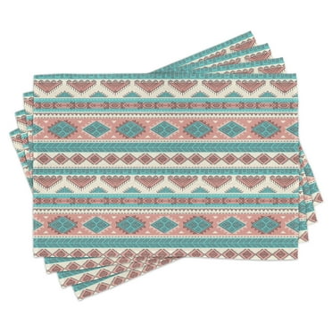 Ambesonne Tribal Place Mats Set of 4, Aztec Mayan Style Stripe ...