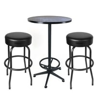 Hyper Tough 3-Piece Shop/Garage Bar Table & Stool Set (Diamond Plate/Black)