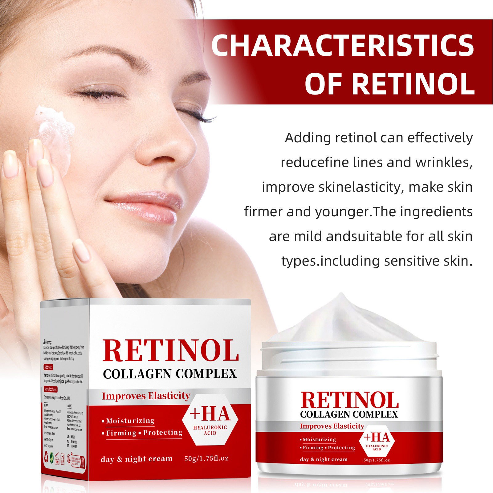 Moisturizer Face Cream Night Time, with Retinol, Hyaluronic Acid ...