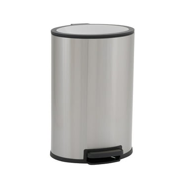 Mainstays Round 10.6-Gallon Trash Can, Stainless Steel - Walmart.com