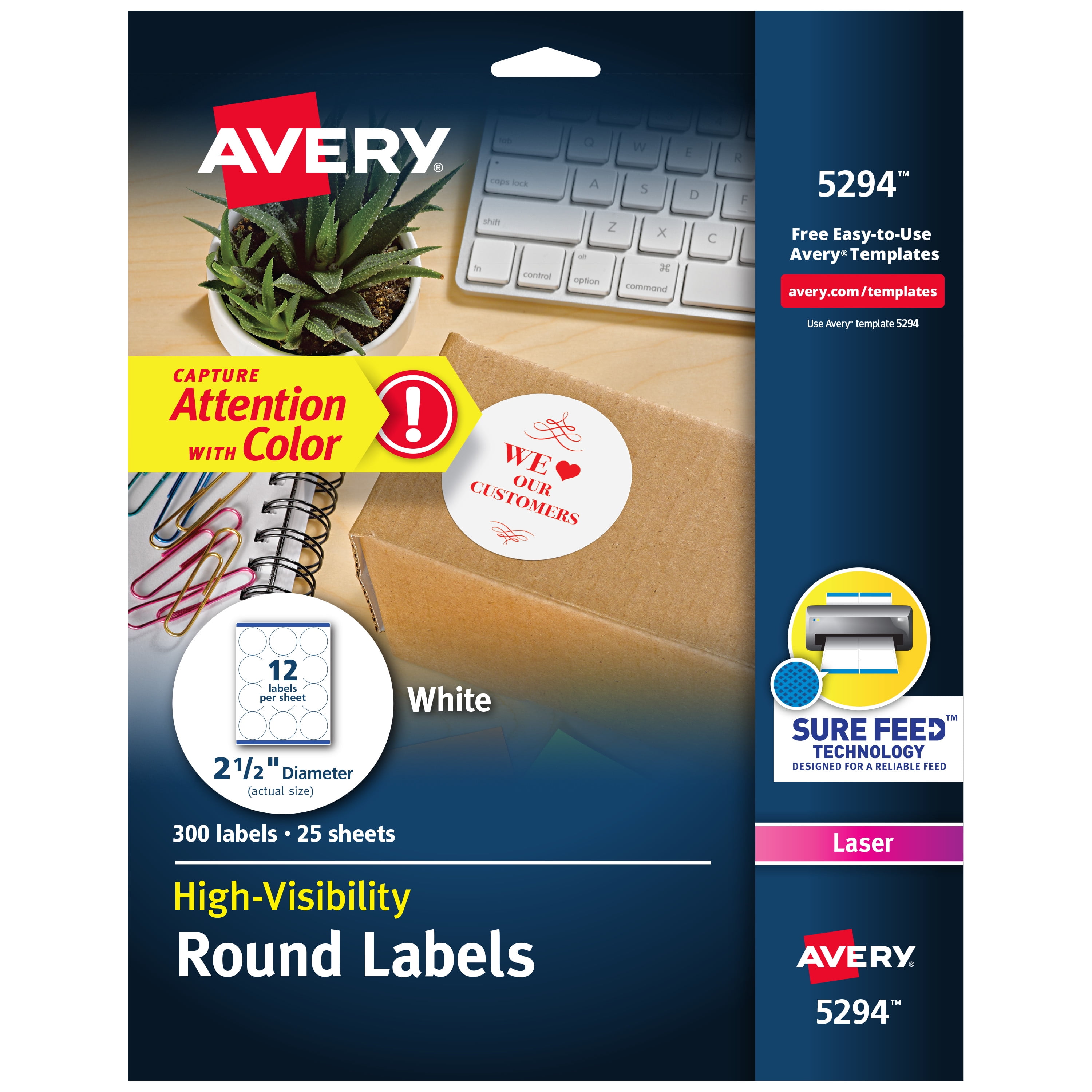 Avery Round High Visibility Labels - Walmart.com